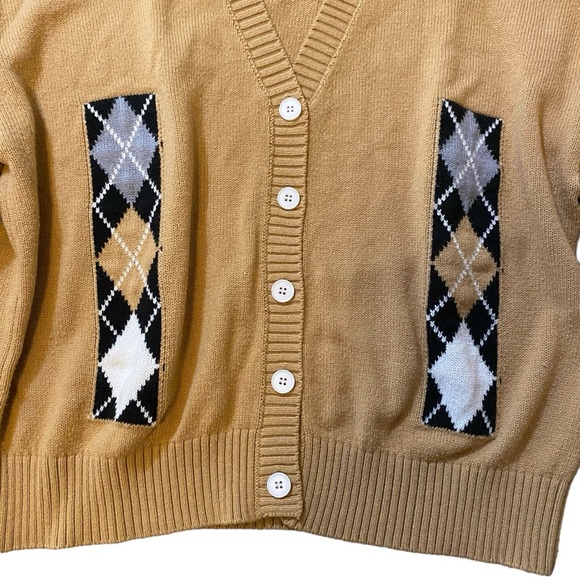 Dazy Women's Plaid V-neck Button Down Knit Cardigan/Sweater Long Sleeve Size M - Picture 2 of 11